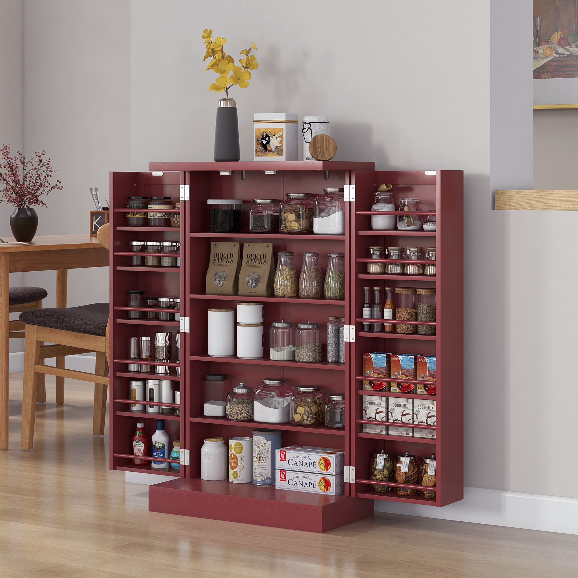 HOMCOM Buffet Küchenschrank Stauraumschrank Küche 12 Regale an der Tür vers günstig online kaufen