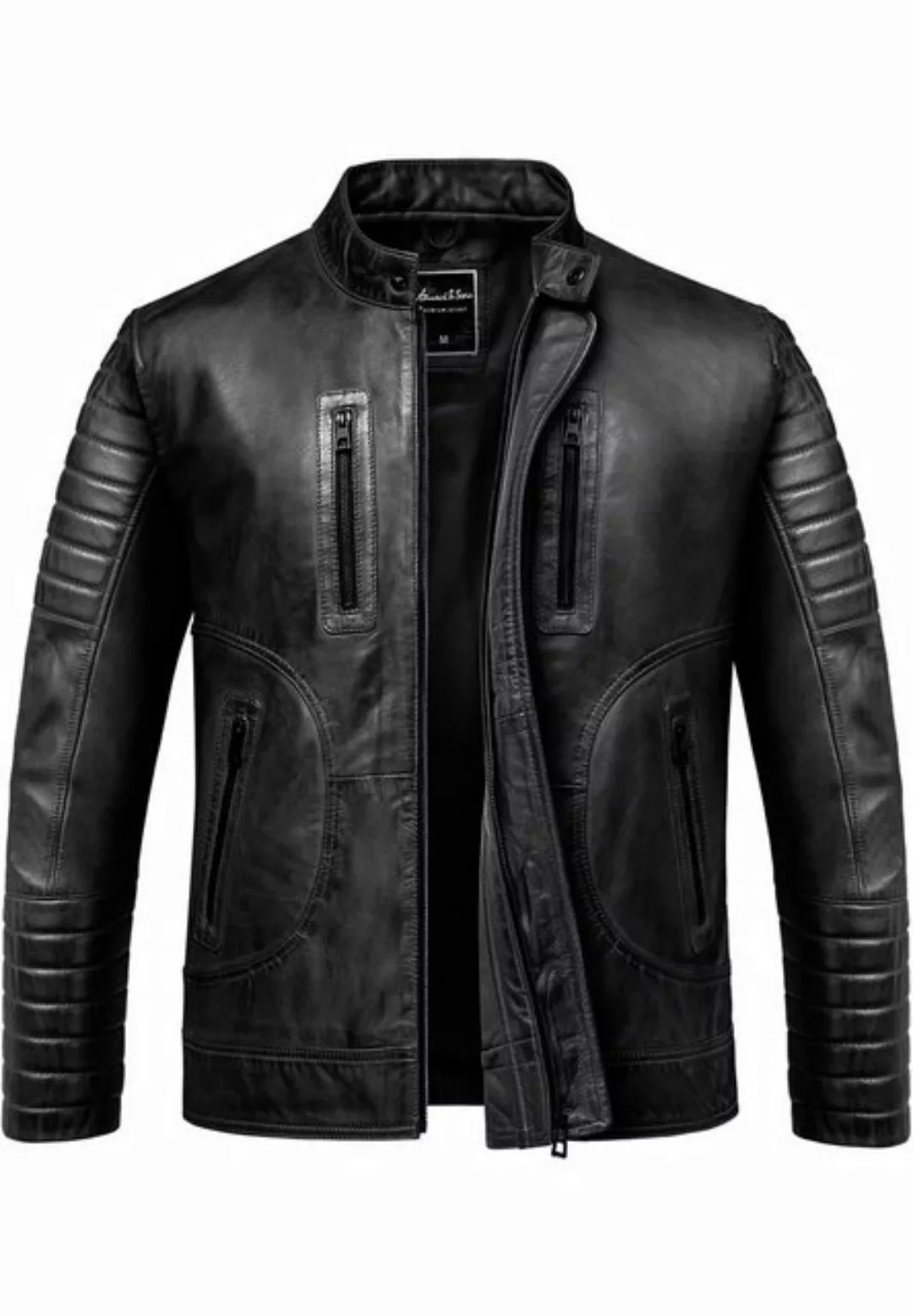 Amaci&Sons Lederjacke EUCLID Lederjacke Echtleder Herren Biker Zipper Jacke günstig online kaufen