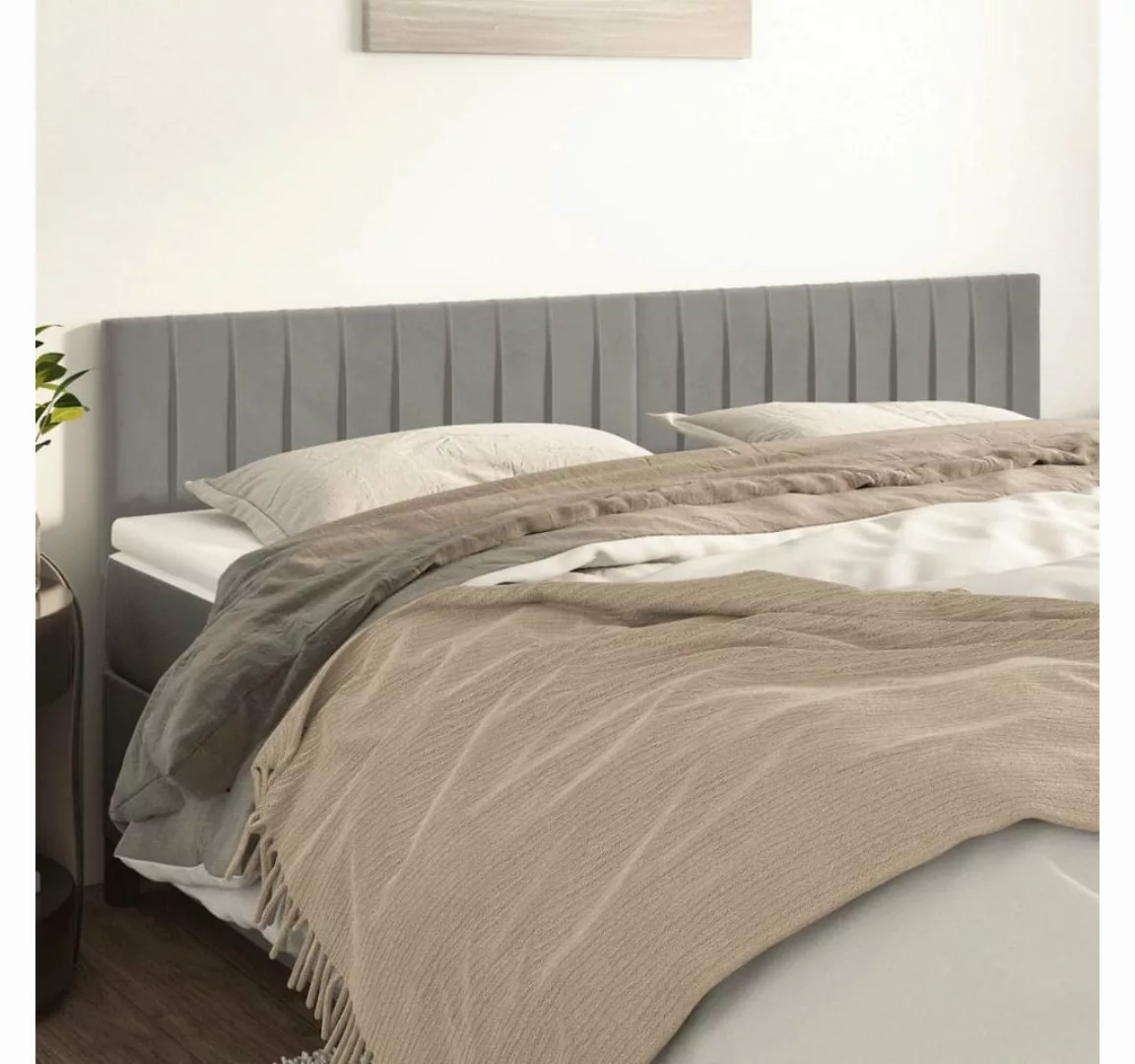 vidaXL Bett, Kopfteile 2 Stk. Hellgrau 80x5x78/88 cm Samt günstig online kaufen