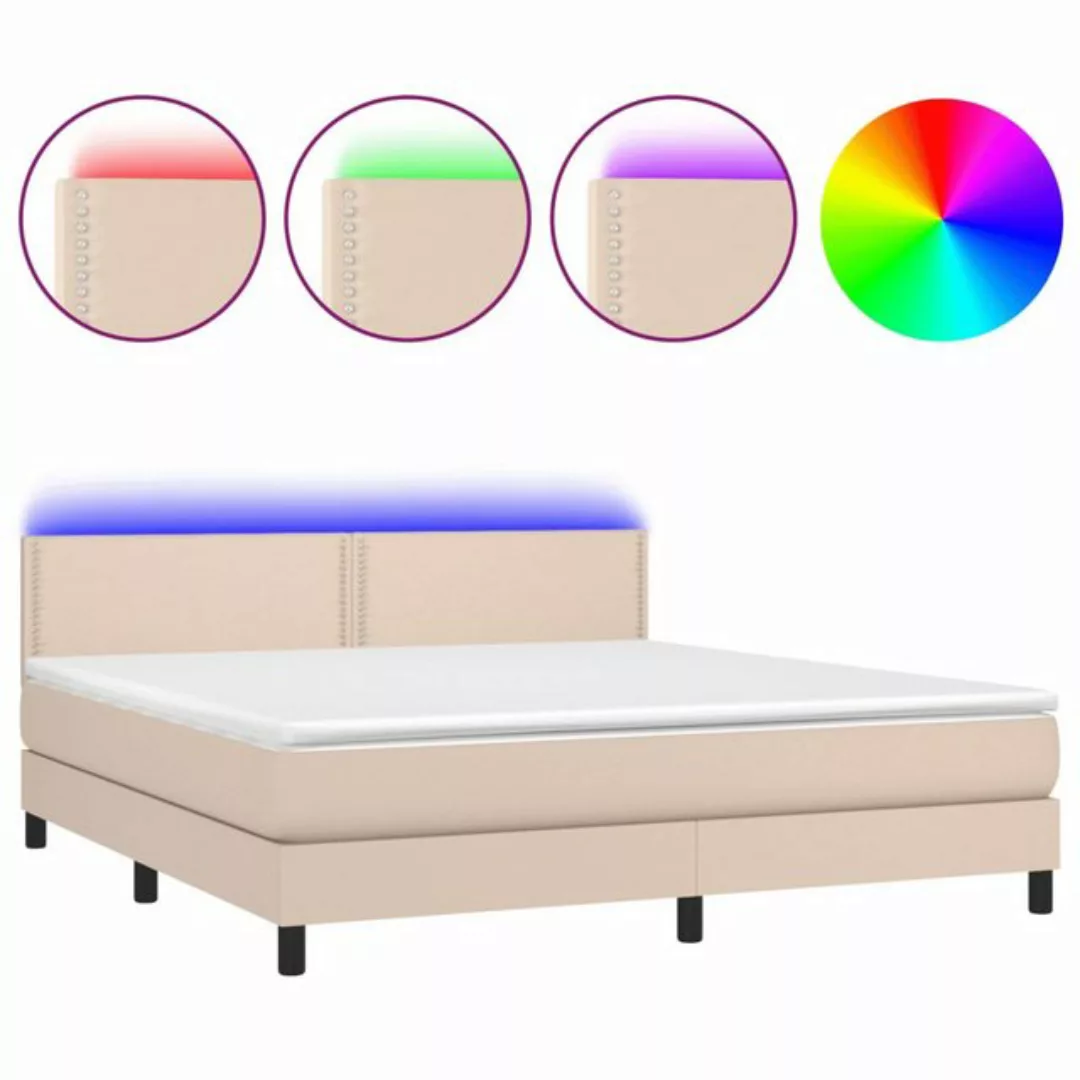 vidaXL Bettgestell Boxspringbett mit Matratze LED Cappuccino-Braun 160x200c günstig online kaufen