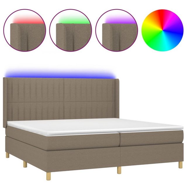 vidaXL Boxspringbett Boxspringbett mit Matratze LED Taupe 200x200 cm Stoff günstig online kaufen