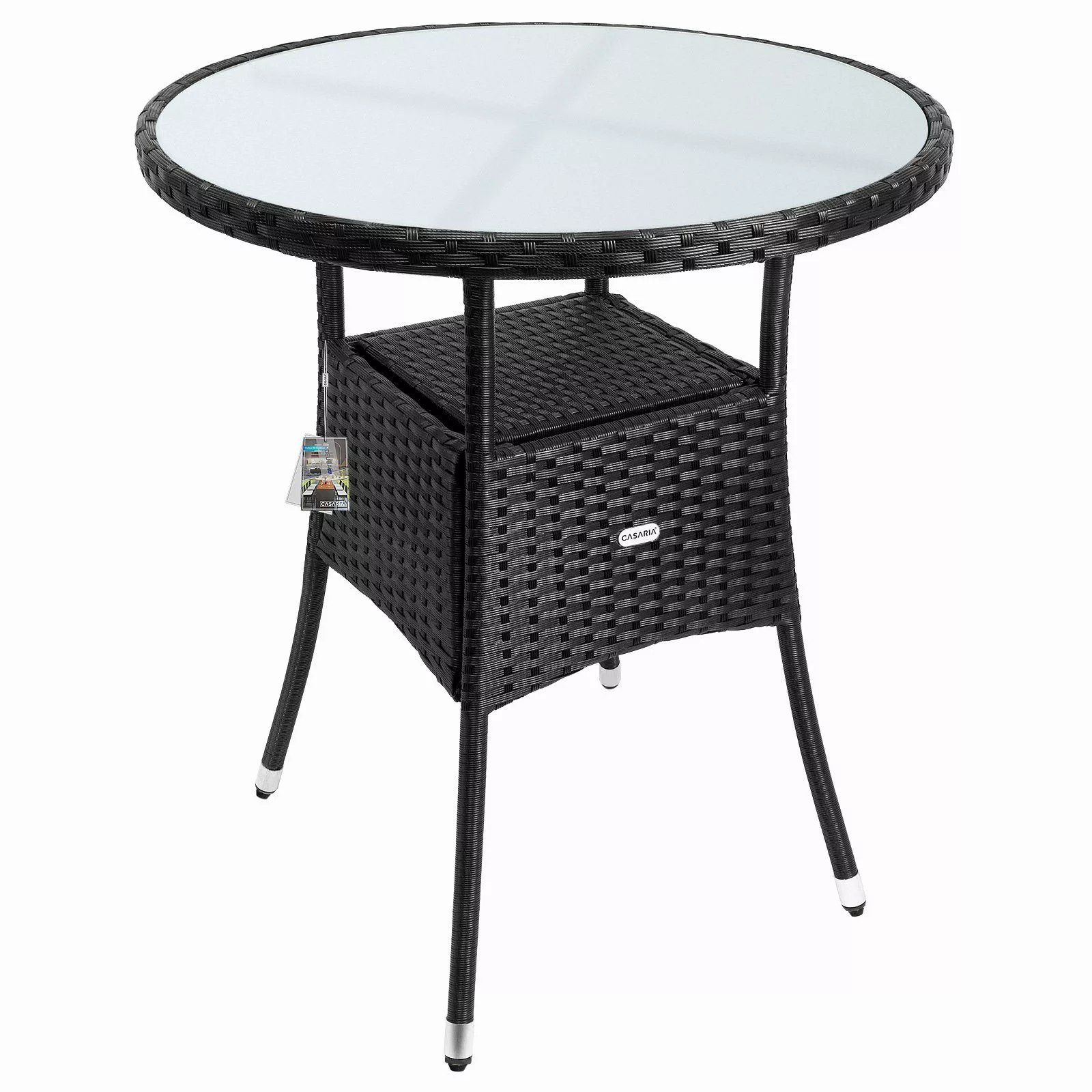 Casaria Gartentisch, Polyrattan Rund Glas Höhenverstellbar günstig online kaufen