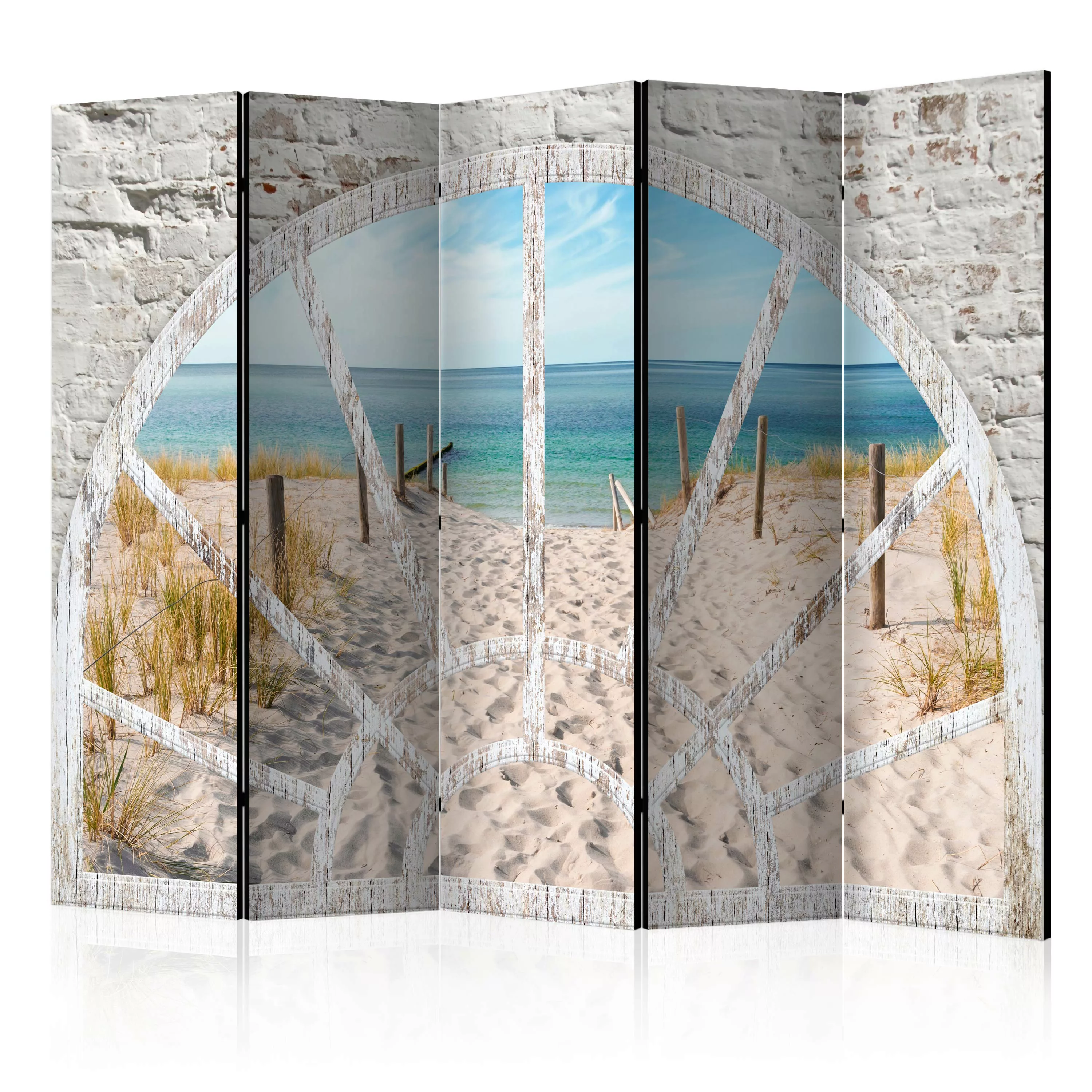 5-teiliges Paravent - Window View - Beach Ii [room Dividers] günstig online kaufen