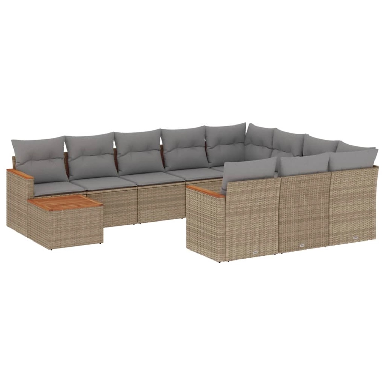 vidaXL 11-Tlg Garten-Sofagarnitur mit Kissen Beige Poly Rattan 3226367 günstig online kaufen