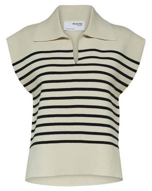 SELECTED Gestreiftes Strickoberteil Damen Beige günstig online kaufen