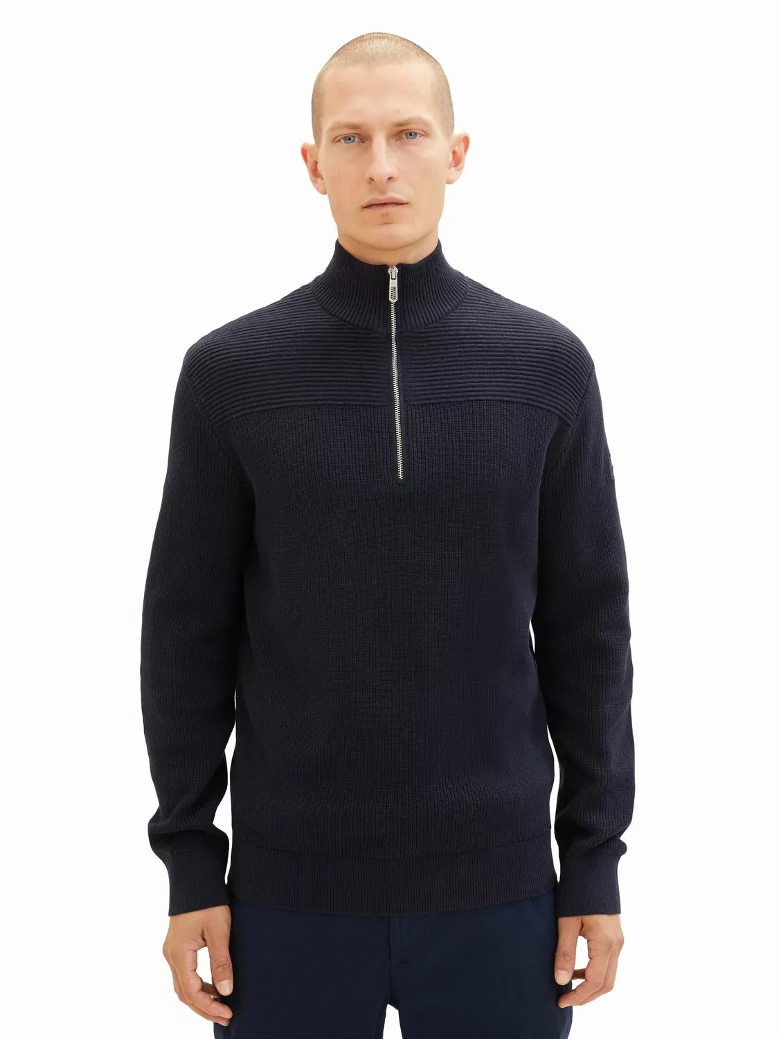 Tom Tailor Herren Stehkragen Pullover STRUCTUERED TROYER - Regular Fit günstig online kaufen