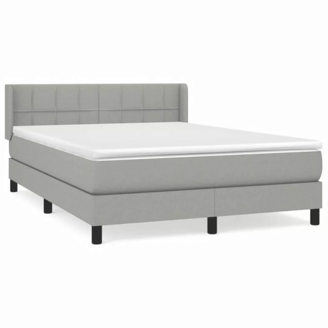 vidaXL Bettgestell Boxspringbett mit Matratze Hellgrau 140x200 cm Stoff Bet günstig online kaufen