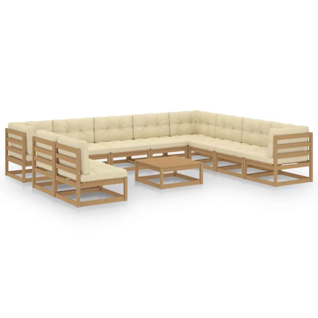 11-tlg. Garten-lounge-set Kissen Honigbraun Kiefer Massivholz günstig online kaufen