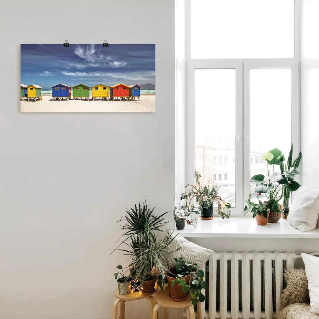 Artland Wandbild "Bunte Strandhäuser bei Kapstadt", Strandbilder, (1 St.), günstig online kaufen