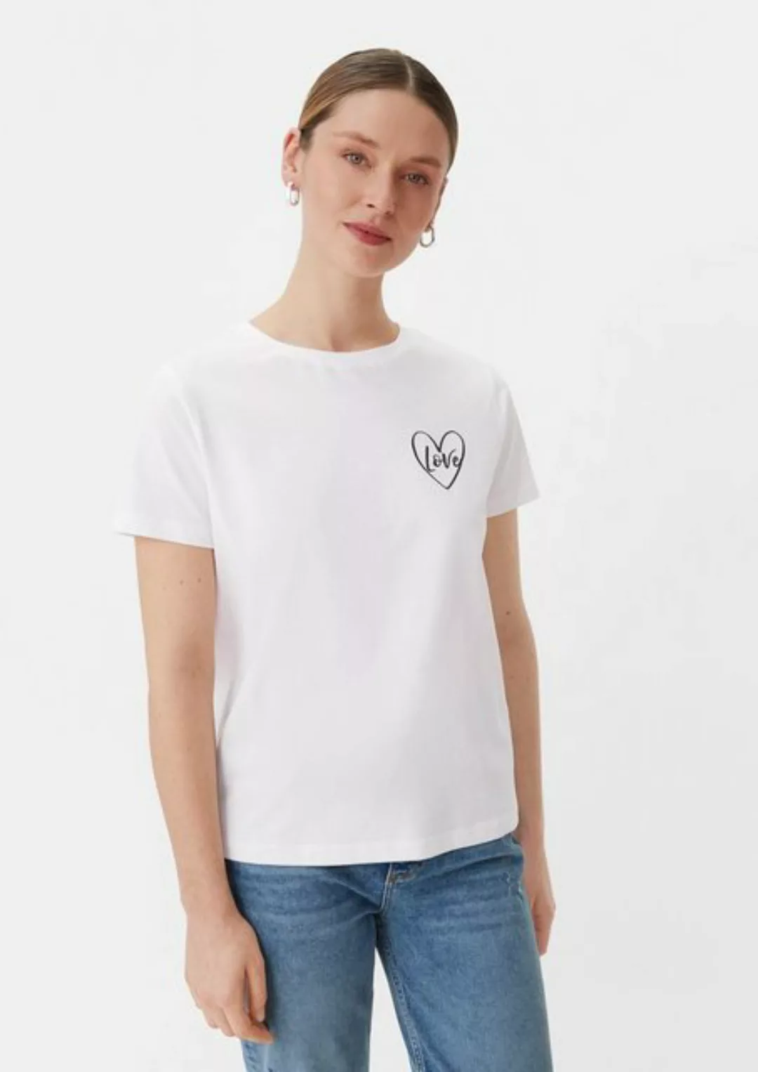 comma casual identity Kurzarmshirt T-Shirt mit Frontprint Logo günstig online kaufen