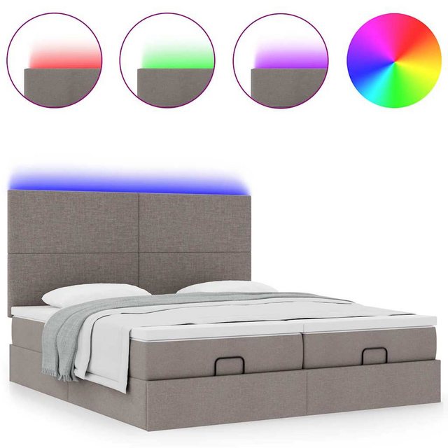 vidaXL Bett Ottoman-Bett mit Matratzen & LEDs Taupe 180x200 cm Stoff günstig online kaufen