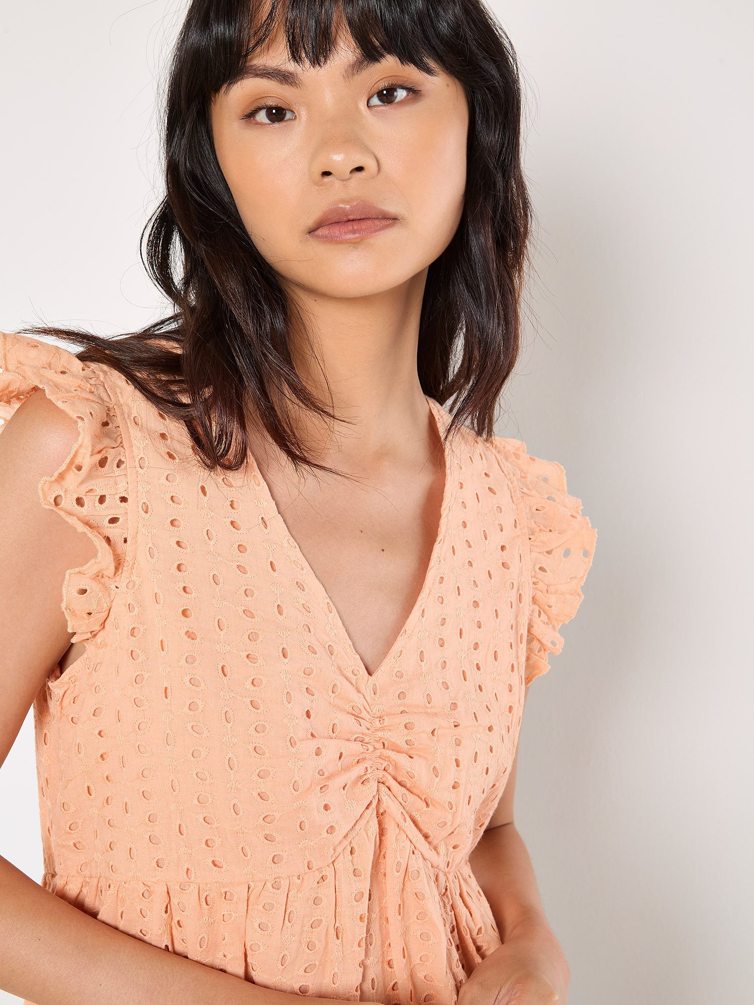 Apricot Blusentop Broderie Top, mit Rüschen günstig online kaufen