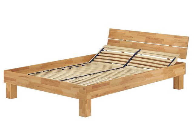 ERST-HOLZ Bett Futonbett Doppelbett Ehebett Buche massiv natur 160x200 Kopf günstig online kaufen