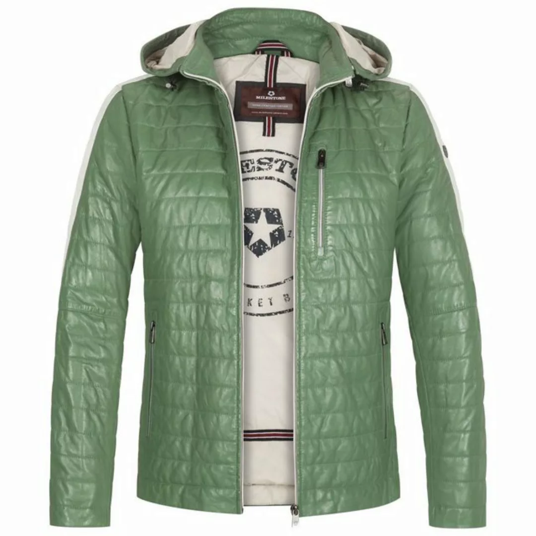 Milestone Lederjacke Brento Herren Steppjacke mit abnehmbarer Kapuze aus La günstig online kaufen