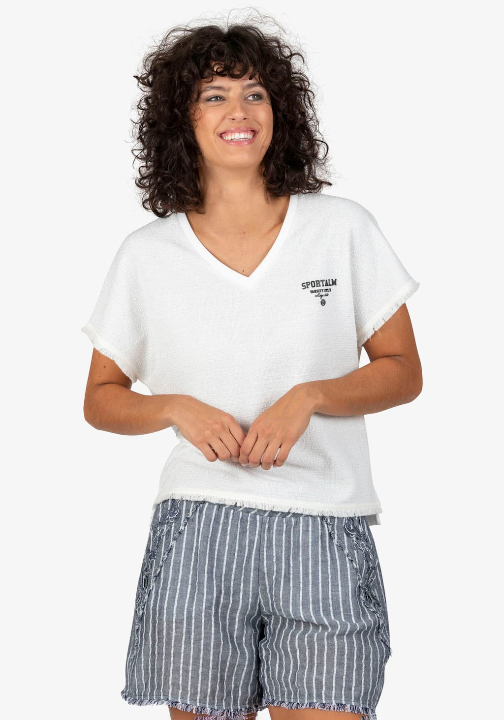 Sportalm Kitzbühel T-Shirt, mit Fransenborte günstig online kaufen