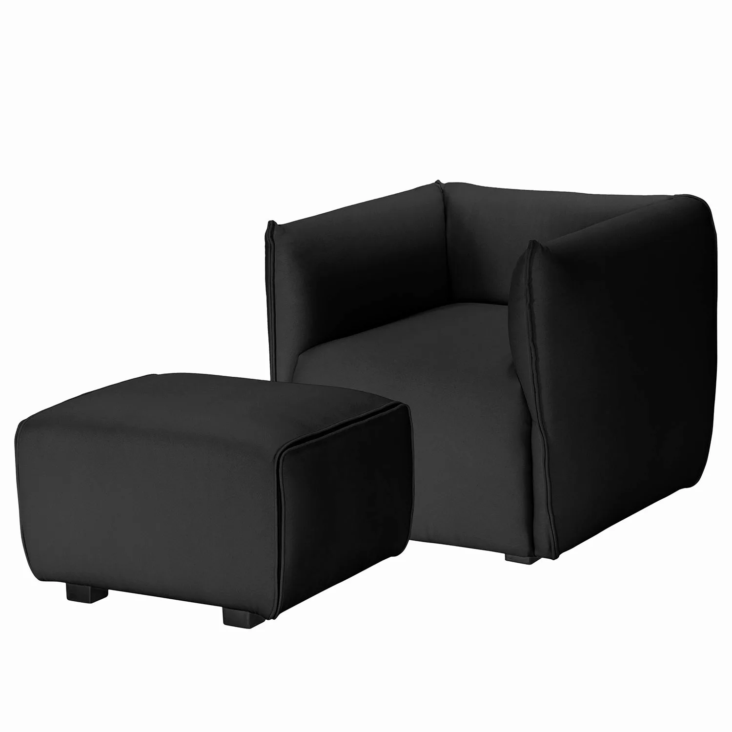 home24 Fredriks Sessel Grady I Anthrazit Webstoff mit Hocker 84x70x78 cm (B günstig online kaufen