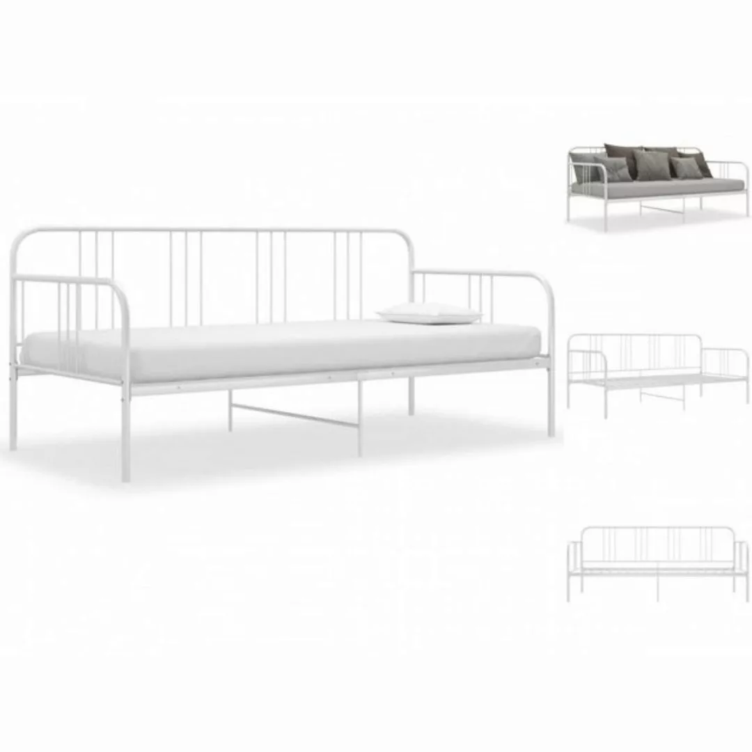 vidaXL Bettgestell Schlafsofa Bettgestell Weiß Metall 90x200 cm Einzelbett günstig online kaufen