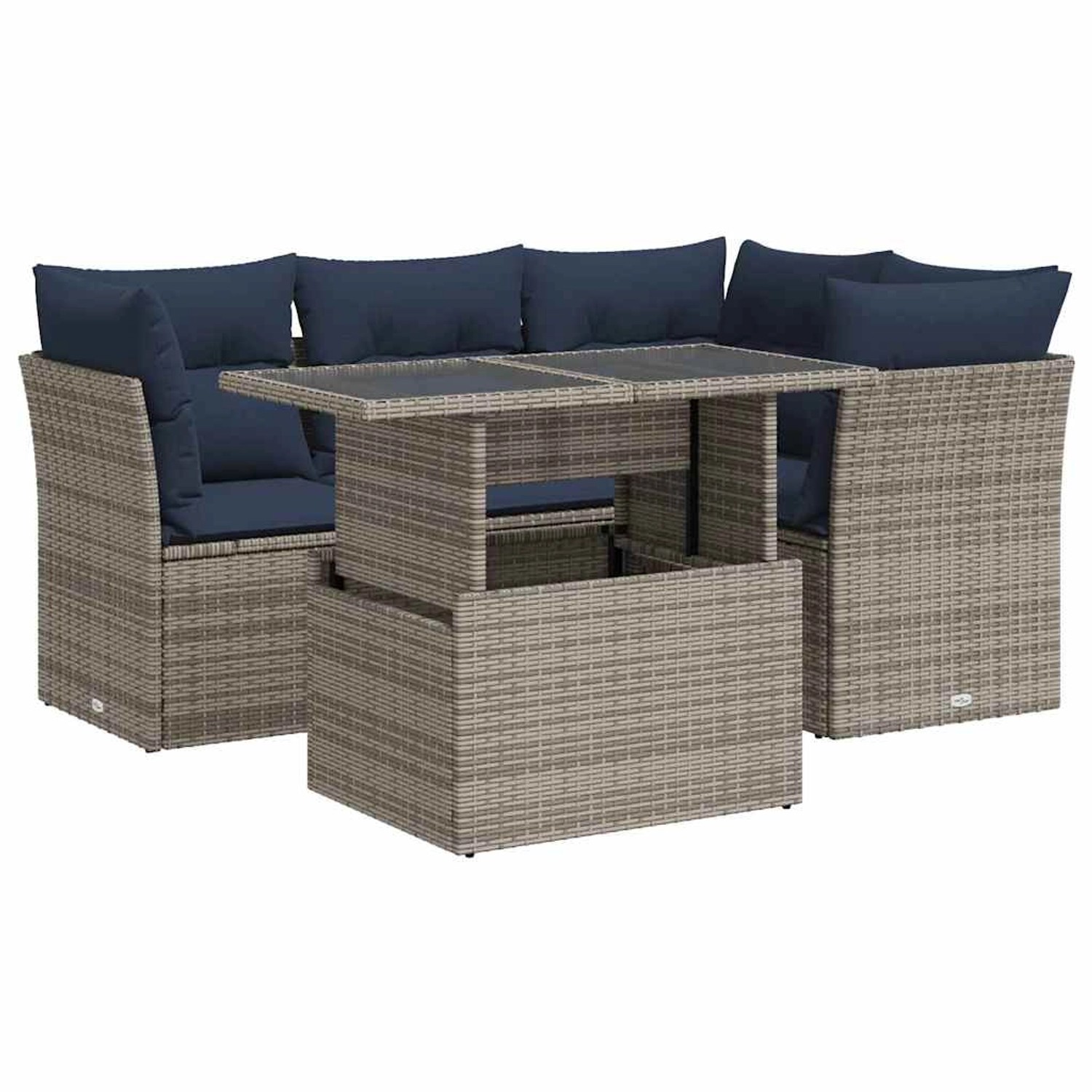 vidaXL 5-Tlg Garten-Sofagarnitur mit Kissen Grau Poly Rattan Akazie 3326152 günstig online kaufen