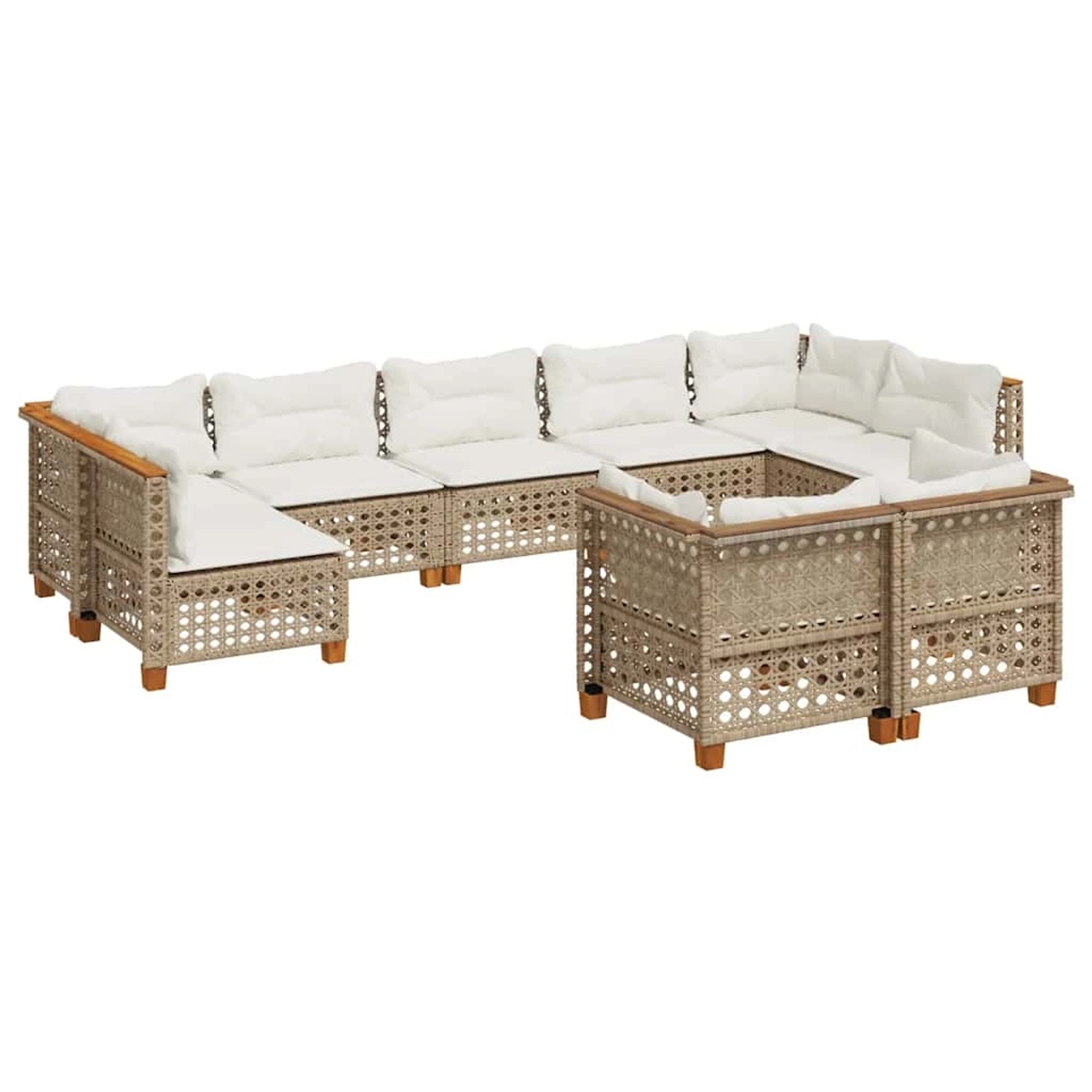 vidaXL 9-Tlg Garten-Sofagarnitur mit Kissen Beige Poly Rattan 3261994 günstig online kaufen