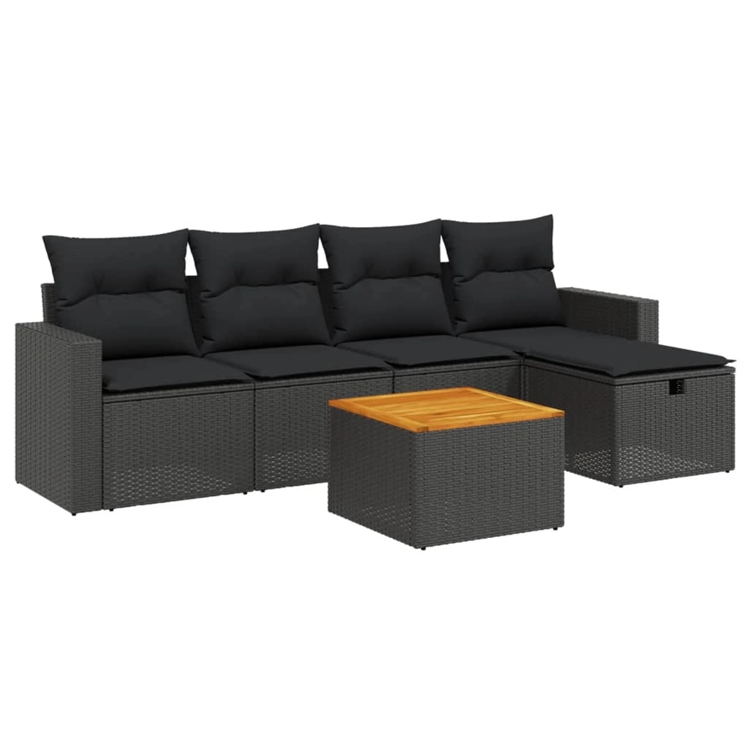 vidaXL 6-tlg Garten-Sofagarnitur mit Kissen Schwarz Poly Rattan Modell 192 günstig online kaufen