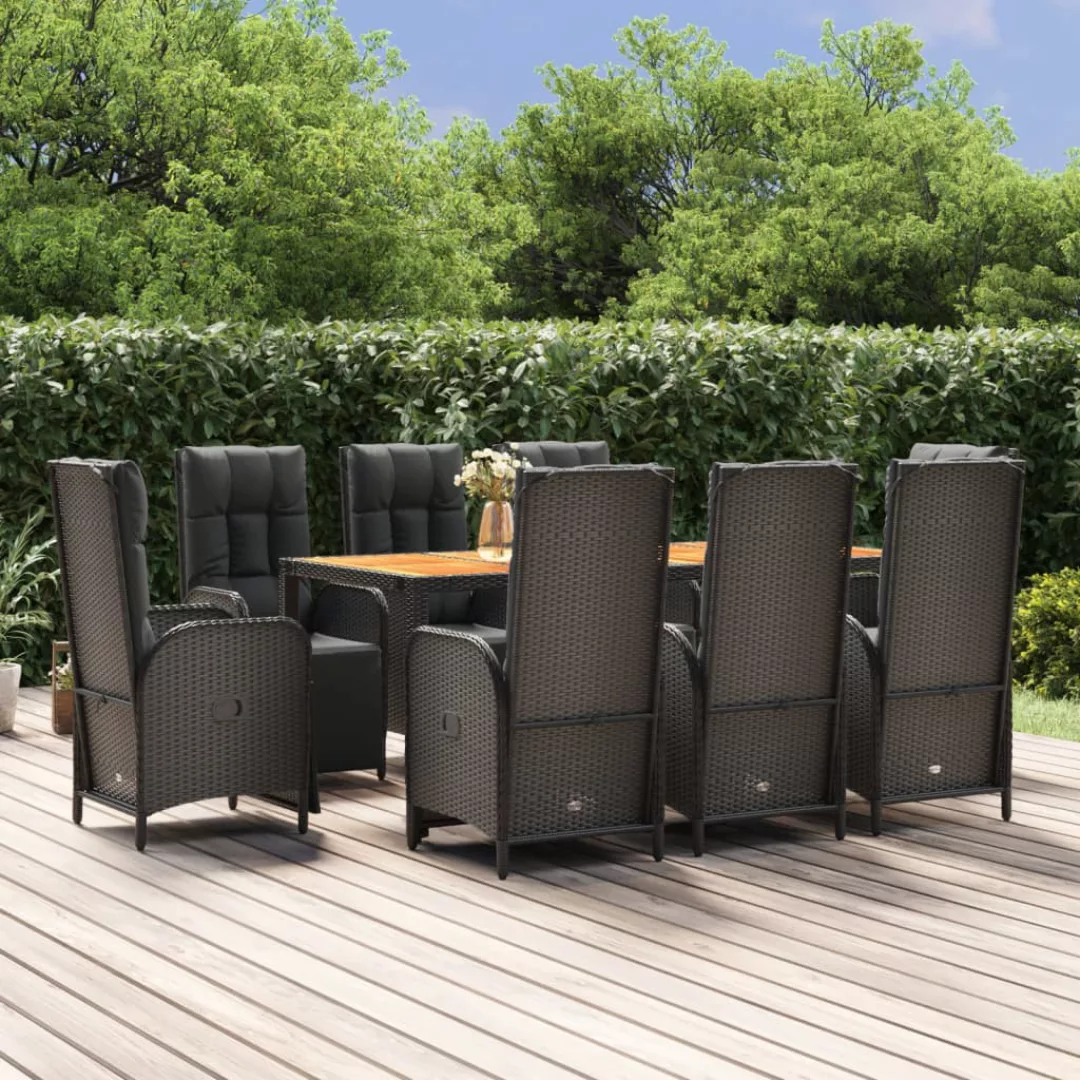 Vidaxl 9-tlg. Garten-essgruppe Mit Kissen Schwarz Poly Rattan günstig online kaufen