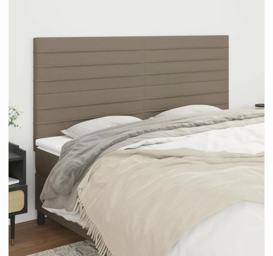 vidaXL Bett, Kopfteile 4 Stk. Taupe 80x5x78/88 cm Stoff günstig online kaufen