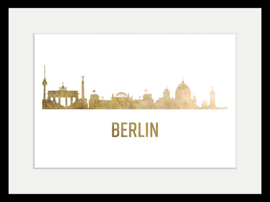 queence Bild "Berlin Skyline GOLD", Städte-Schriftzug-Deutschland-Stadt-Ber günstig online kaufen