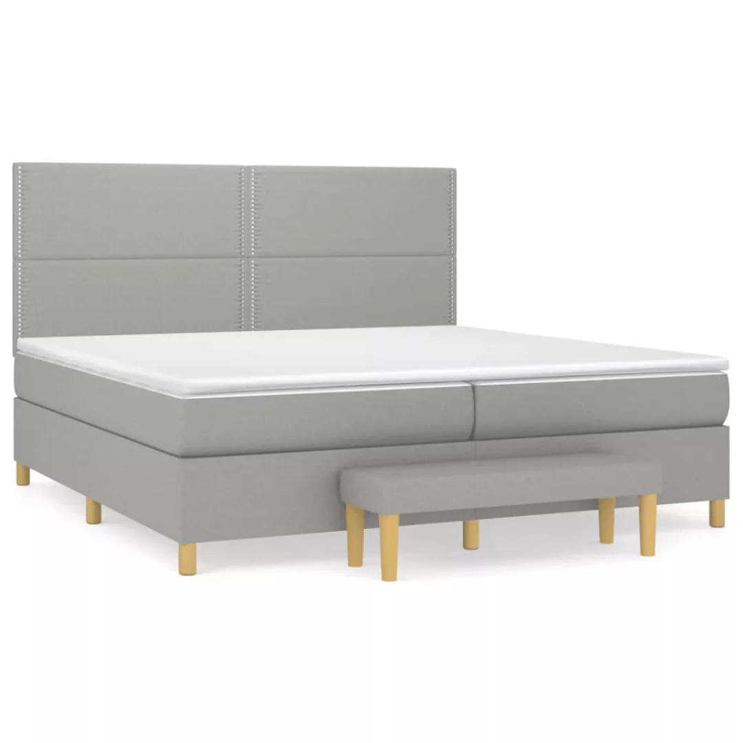 Vidaxl Boxspringbett Mit Matratze Hellgrau 200x200 Cm Stoff günstig online kaufen