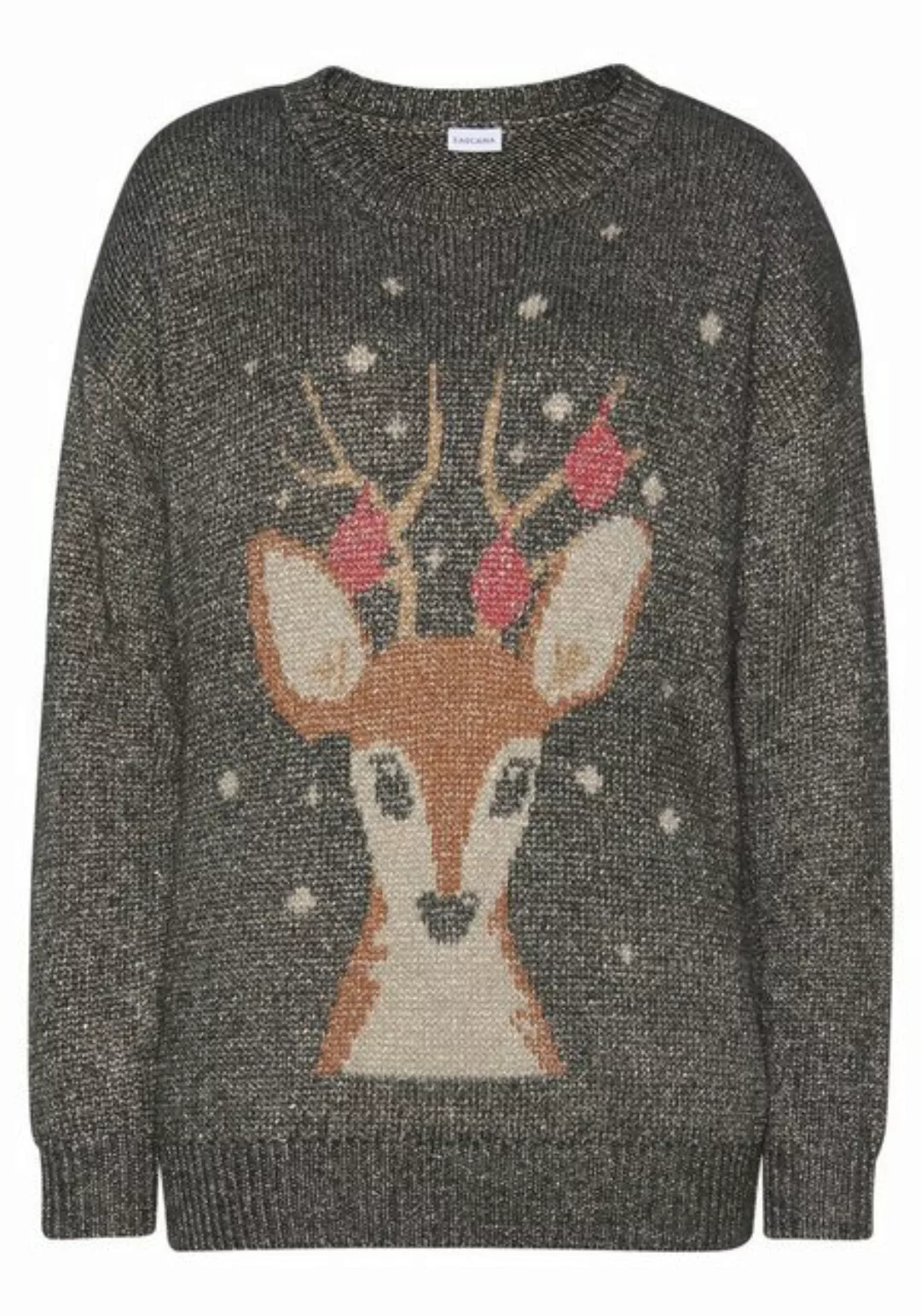 LASCANA Sweater Weihnachtspullover mit eingestricktem Motiv, Loungewear günstig online kaufen