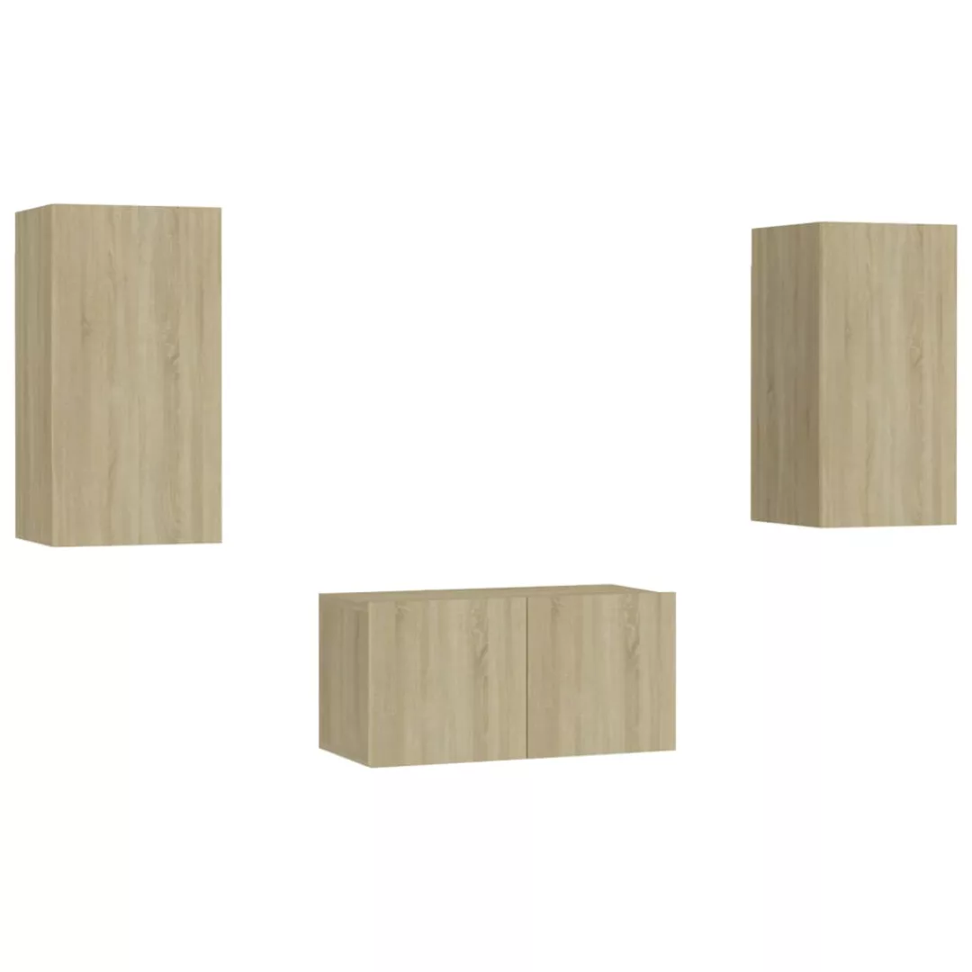 3-tlg. Tv-schrank-set Sonoma-eiche Spanplatte günstig online kaufen