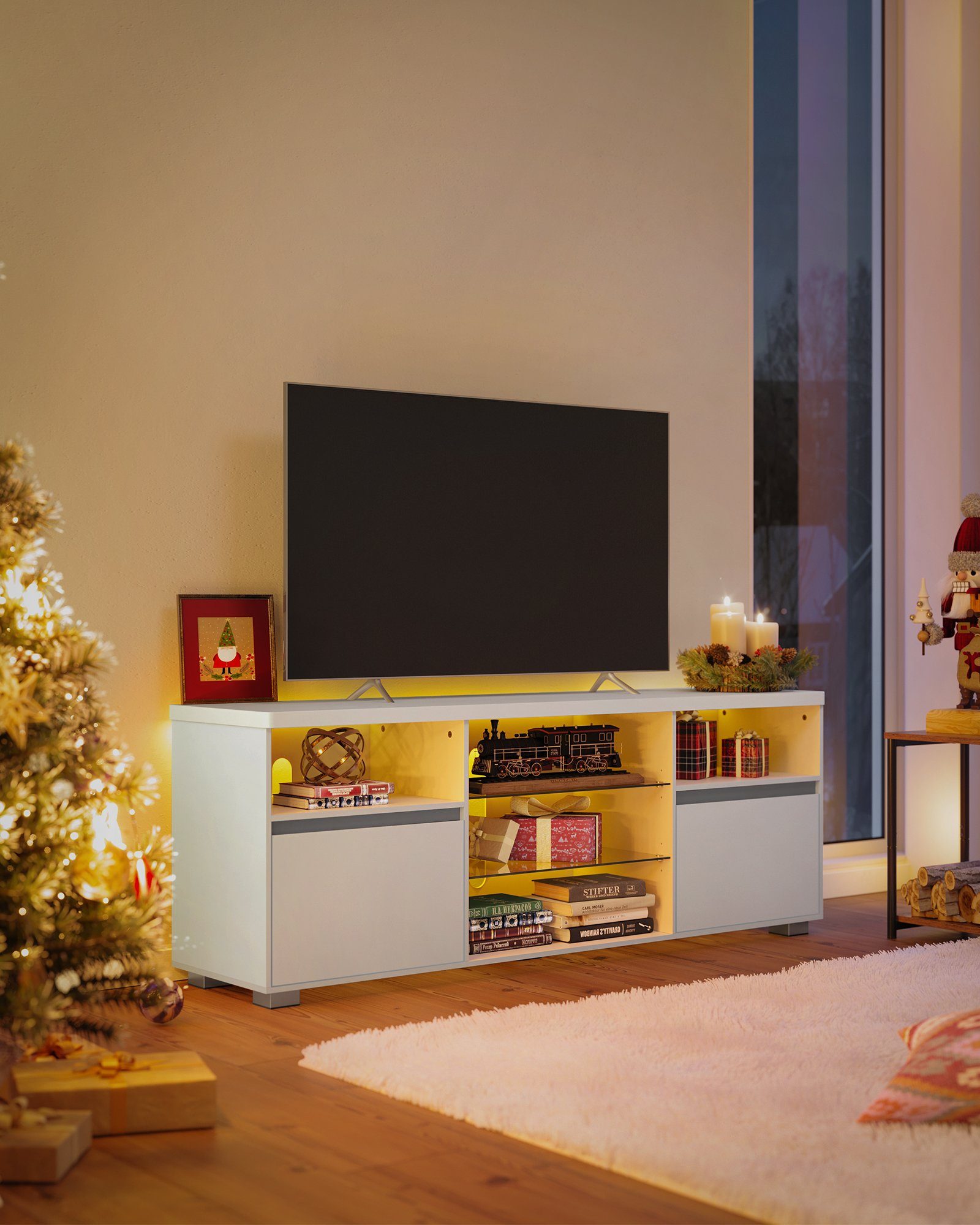 VASAGLE TV-Schrank Fernsehtisch mit LED-Beleuchtung, 2 günstig online kaufen