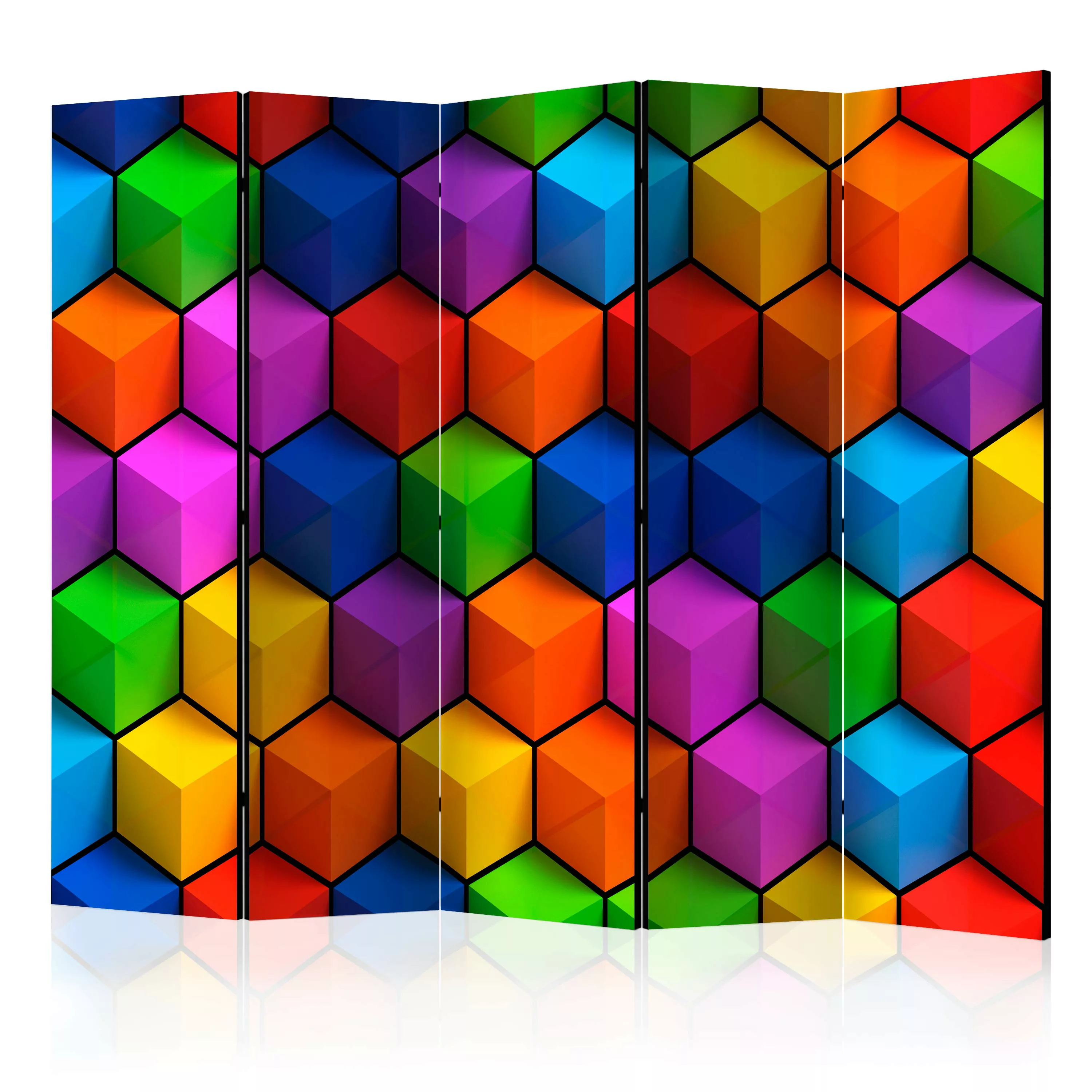 5-teiliges Paravent - Colorful Geometric Boxes Ii [room Dividers] günstig online kaufen