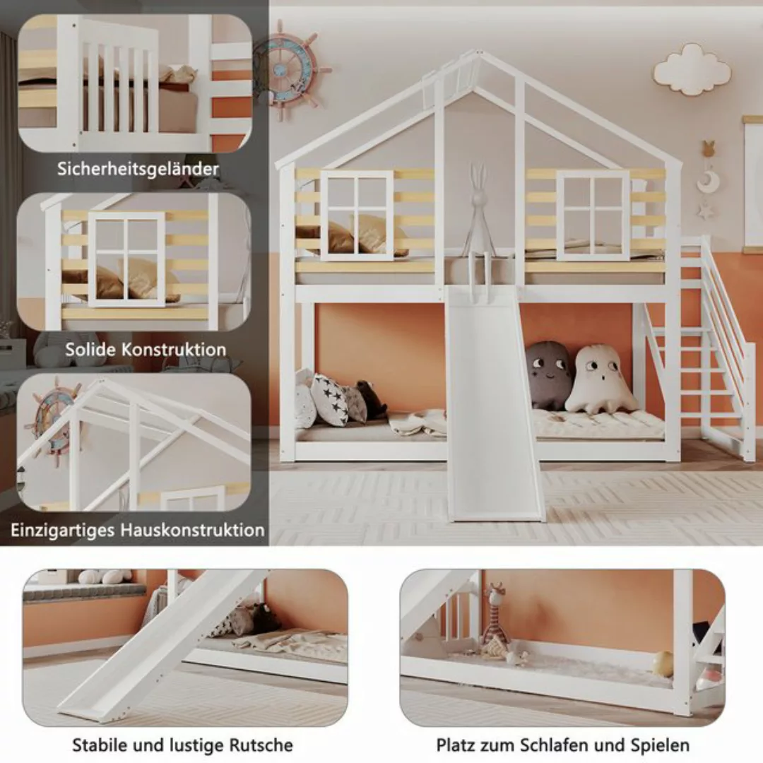 Celya Kinderbett Etagenbett mit Treppe und Gitter, Kinderbett 90x200cm, mit günstig online kaufen