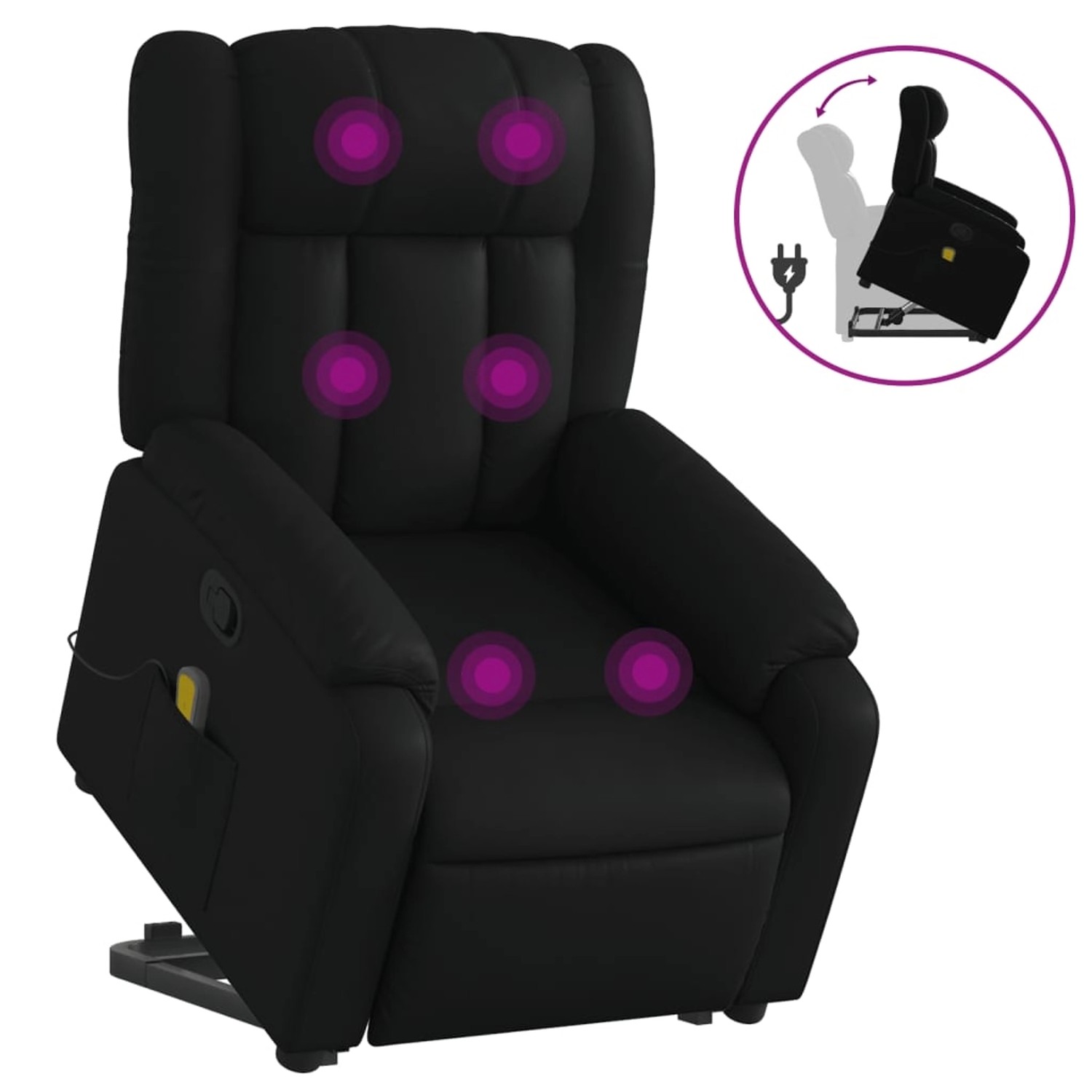 vidaXL Massagesessel mit Aufstehhilfe Schwarz Kunstleder Modell 6 günstig online kaufen