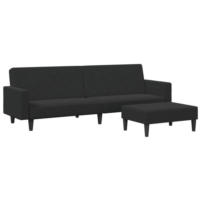 vidaXL Schlafsofa, Sofa 2-Sitzer mit Fußhocker Schwarz Samt günstig online kaufen