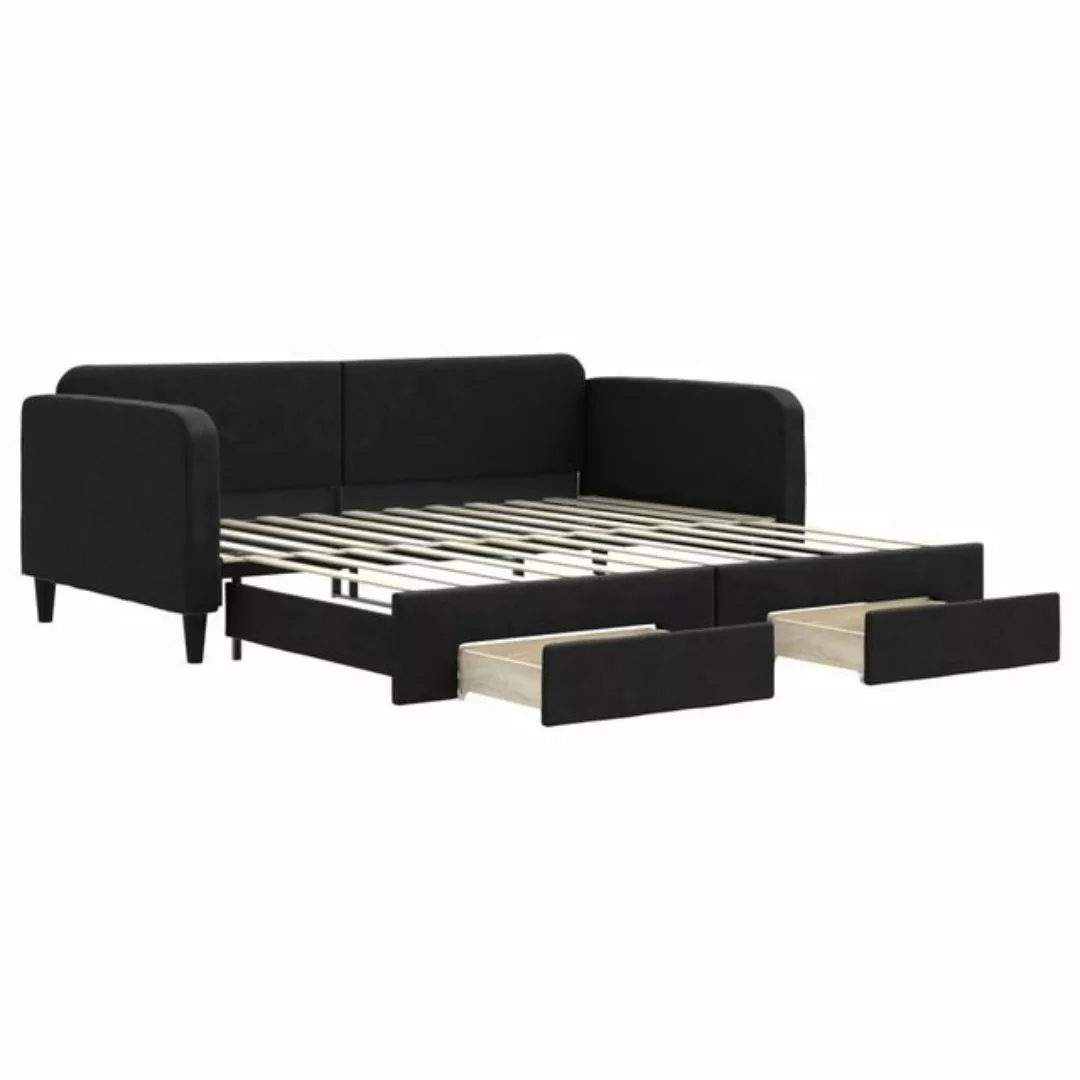 furnicato Bett Tagesbett Ausziehbar mit Schubladen Schwarz 100x200 cm Stoff günstig online kaufen