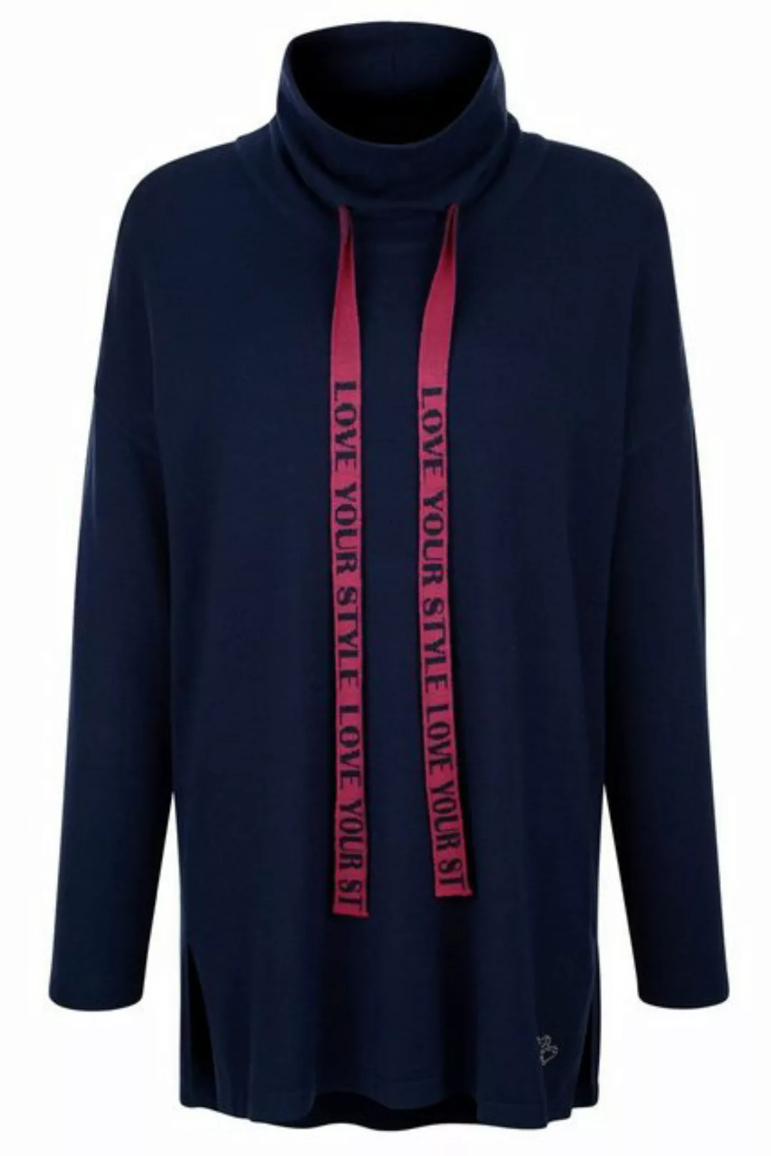 MIAMODA Rollkragenpullover Long-Pullover oversized Rollkragen Bindeband günstig online kaufen