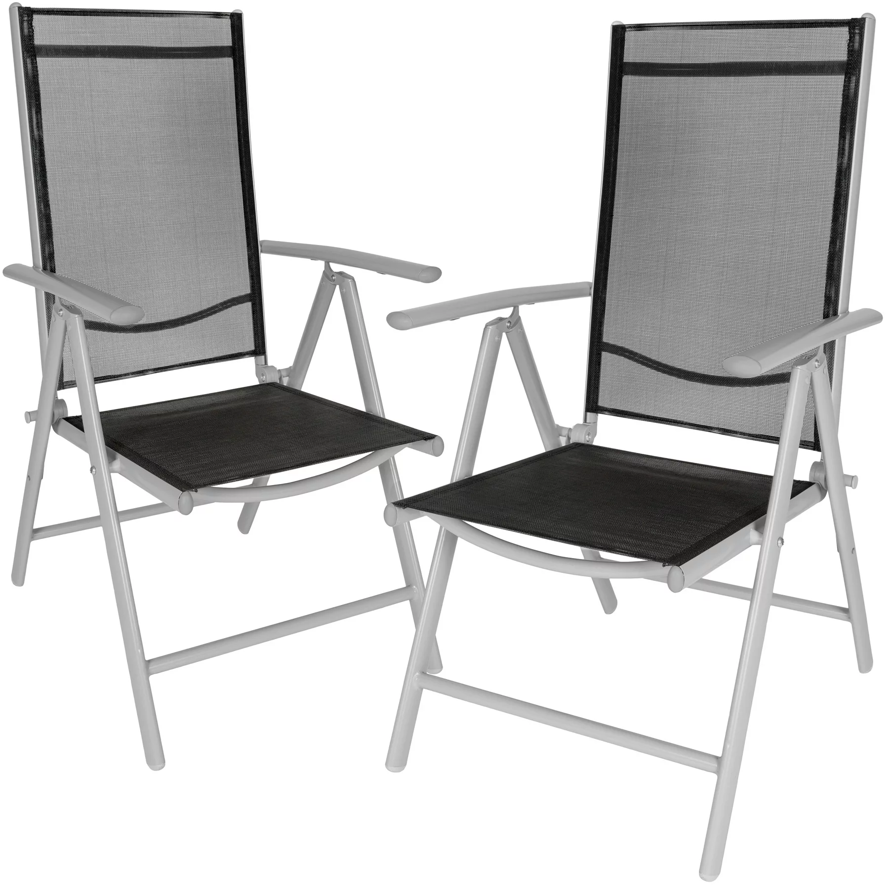 8 Aluminium Gartenstühle klappbar - schwarz/silber günstig online kaufen
