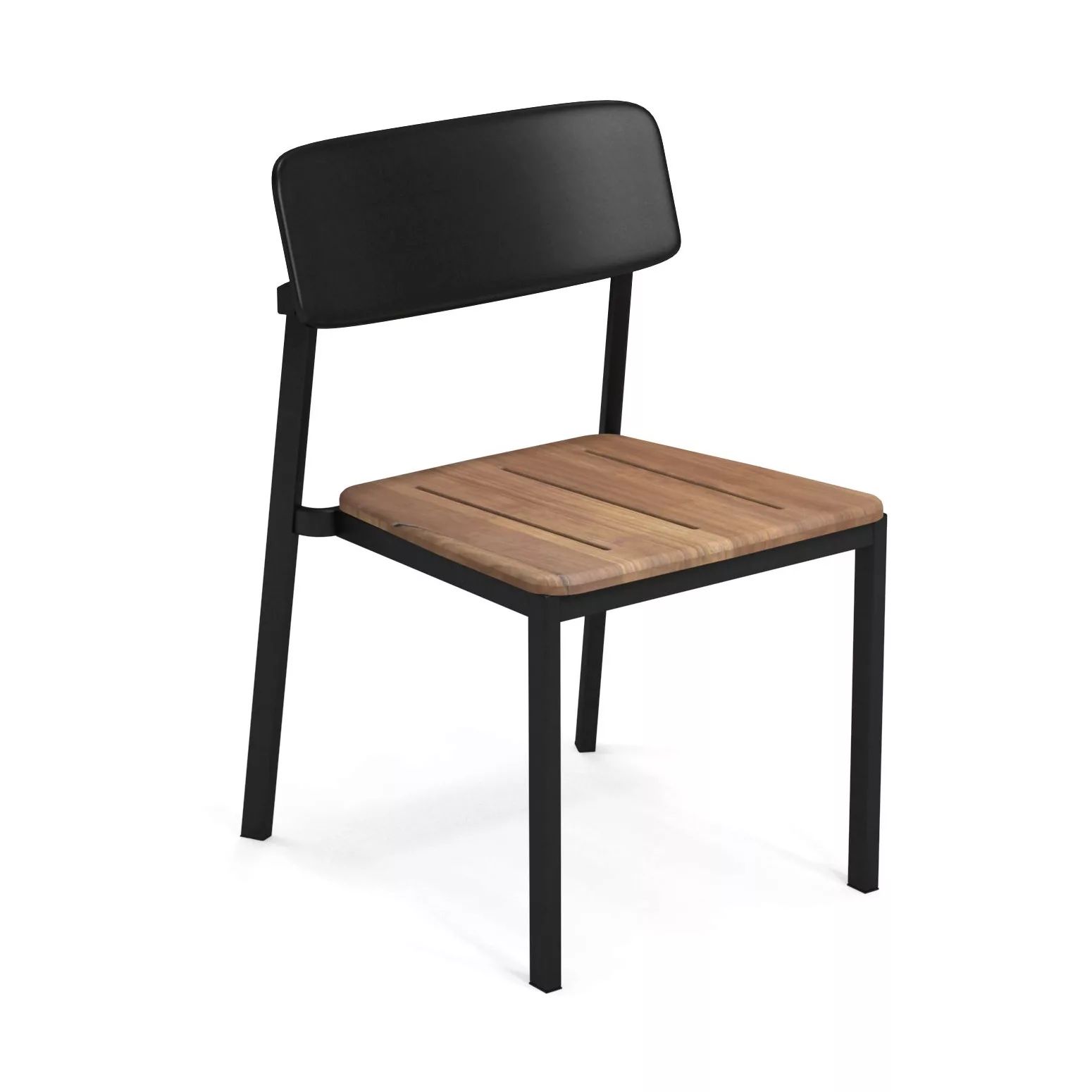 emu - Shine Gartenstuhl Teak - schwarz/Sitzfläche Teak/BxHxT 58x85x56.5cm günstig online kaufen