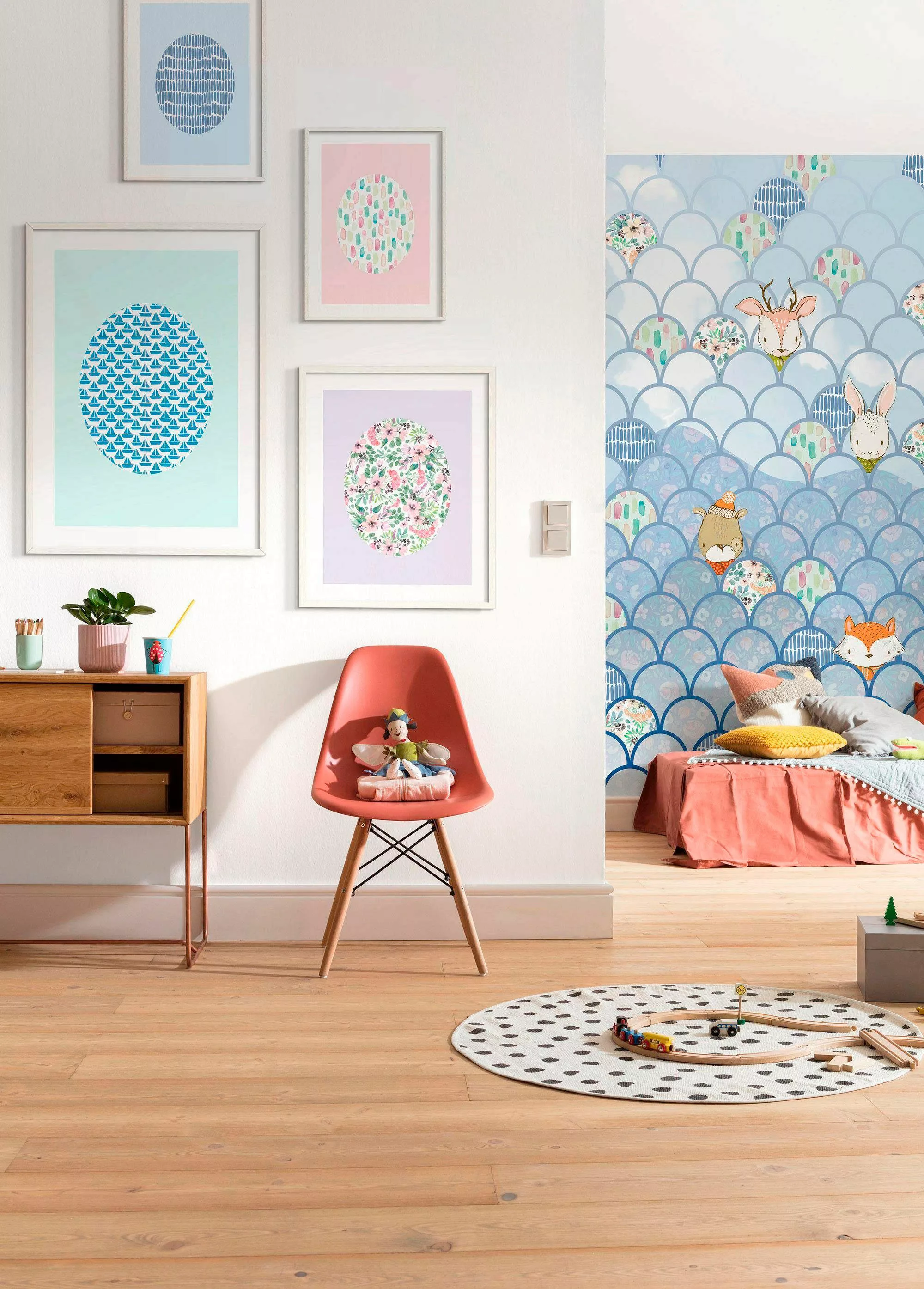 Komar Poster "Shelly Patterns Blue", Formen-Kunst, (1 St.), Kinderzimmer, S günstig online kaufen
