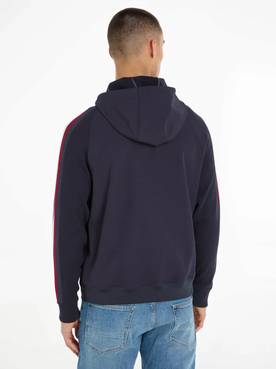 Tommy Hilfiger Kapuzenpullover MIXED MEDIA HOODED SWEATER mit TH-Streifen a günstig online kaufen