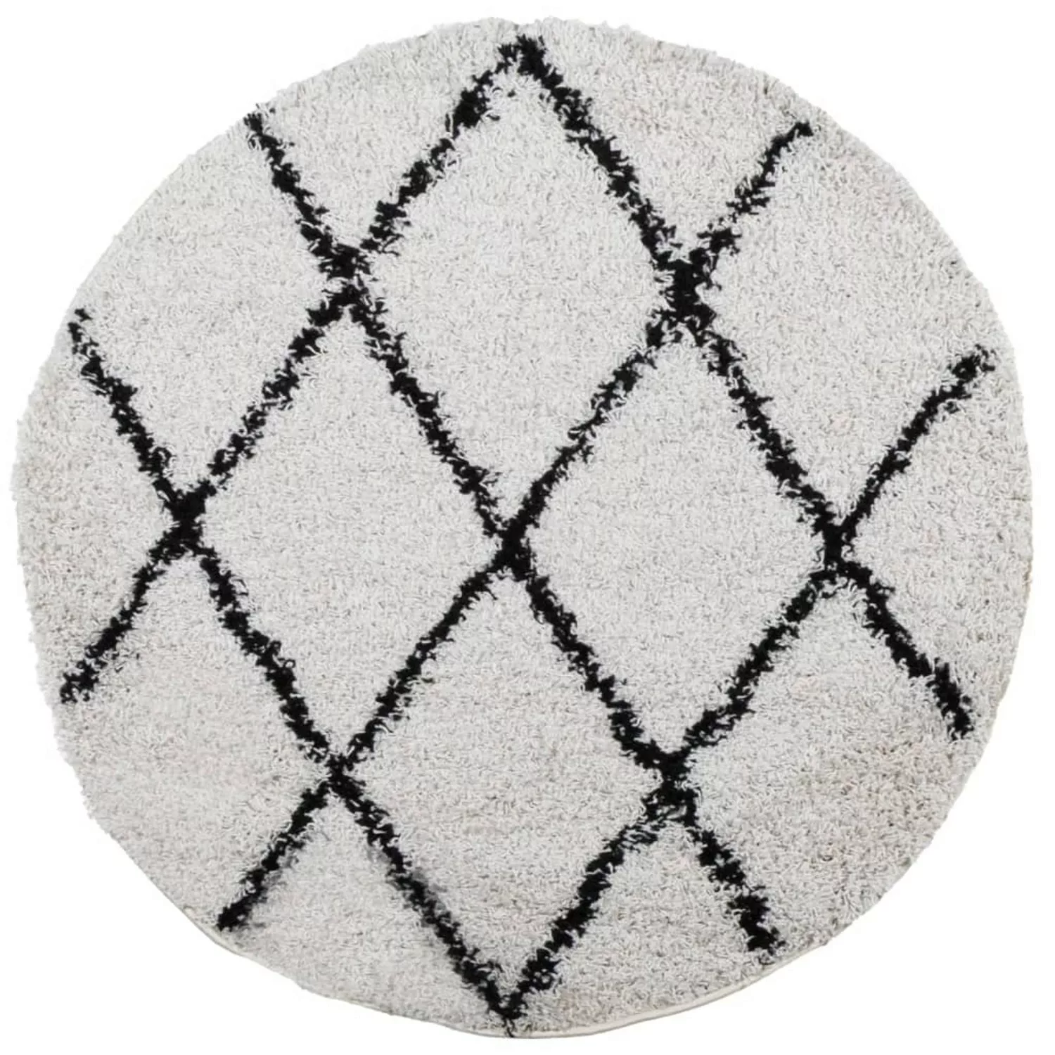 vidaXL Teppich Shaggy Hochflor Modern Creme Und Schwarz  160 Cm 1957223 günstig online kaufen