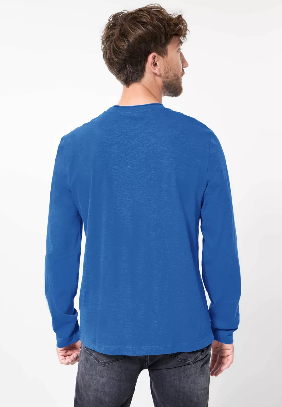 STREET ONE MEN Langarmshirt, in Unifarbe günstig online kaufen