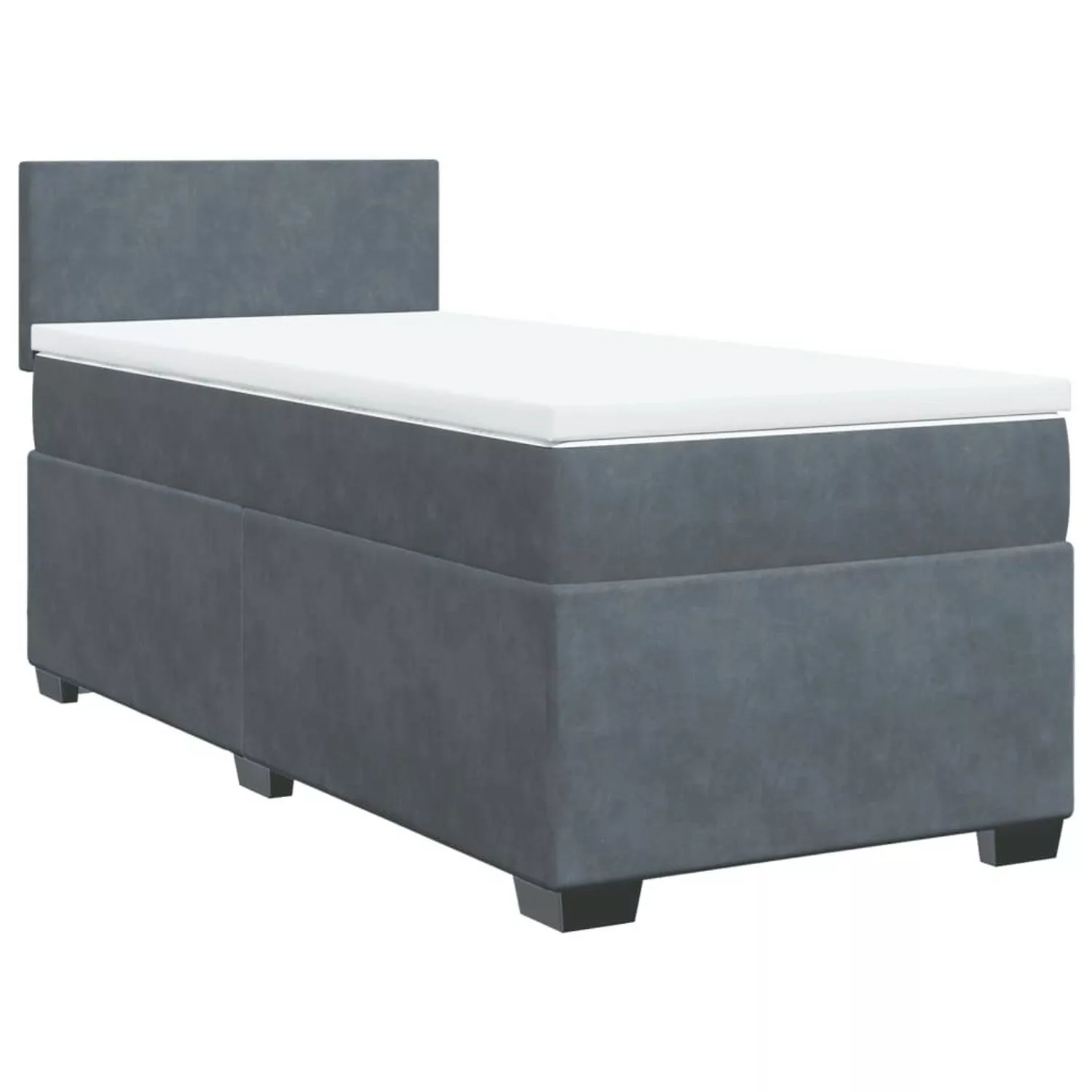 vidaXL Boxspringbett, Boxspringbett mit Matratze Dunkelgrau 80x200 cm Samt günstig online kaufen