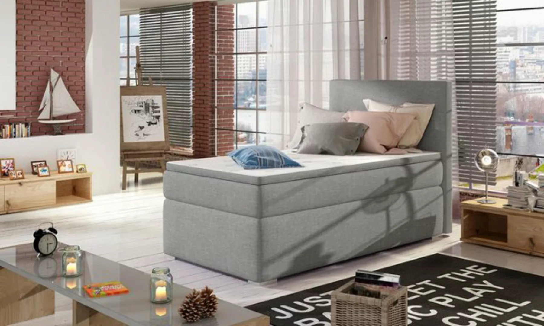 Luxusbetten24 Boxspringbett Relio 90x200, mit Stauraum günstig online kaufen