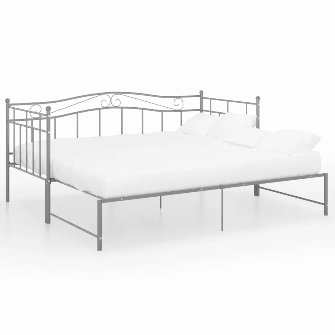 vidaXL Gästebett Ausziehsofa Bettgestell Grau Metall 90x200 cm Einzelbett B günstig online kaufen