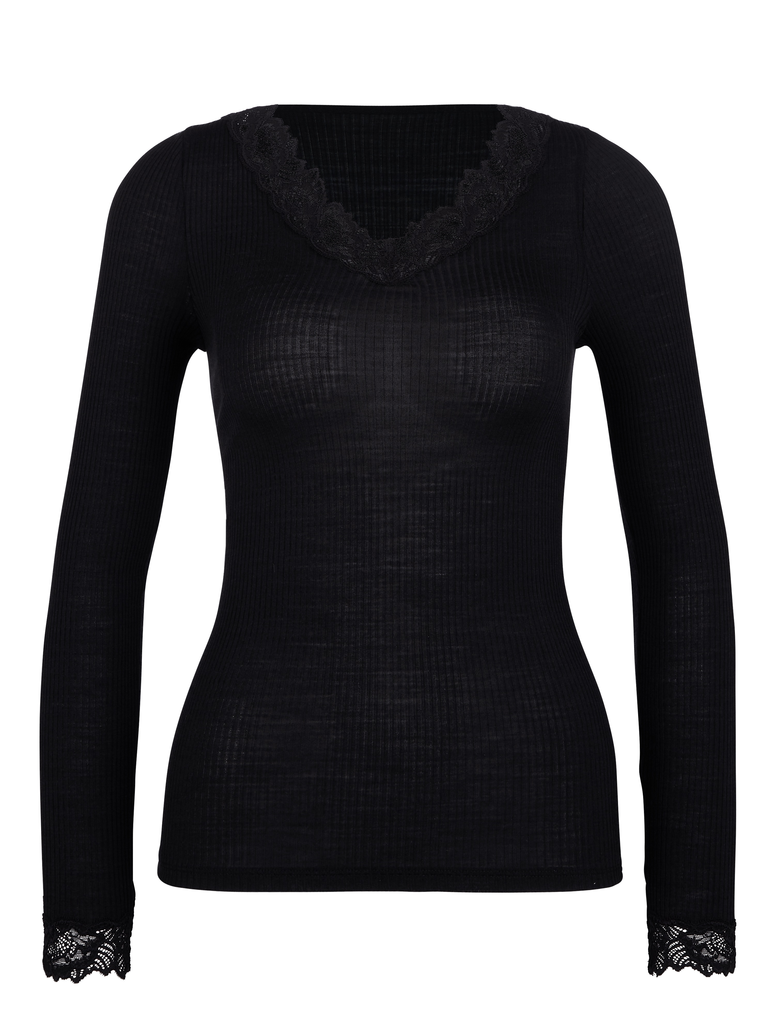 CALIDA Langarmshirt "Silky Wool Joy", Spitze, atmungsaktiv, V-Ausschnitt, M günstig online kaufen