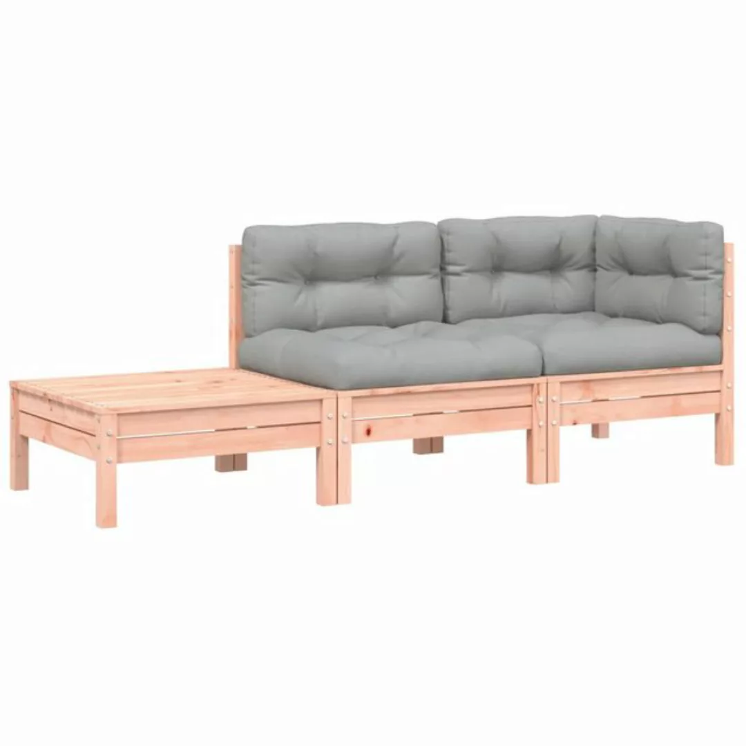 vidaXL Sofaelement Gartensofa mit Kissen und Fußhocker Massivholz Douglasie günstig online kaufen