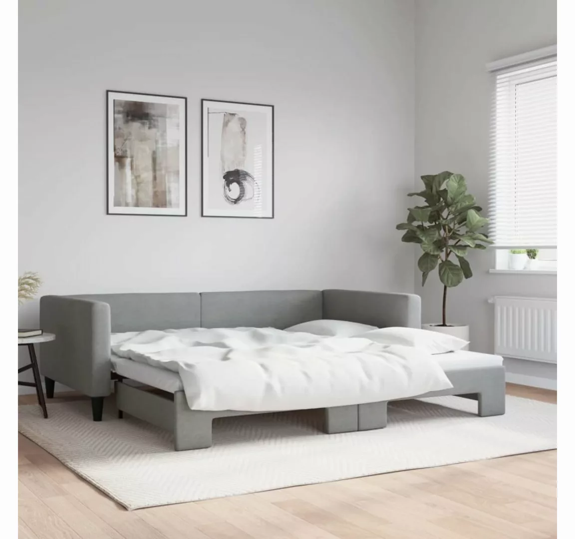 vidaXL Gästebett Gästebett Tagesbett Ausziehbar Hellgrau 100x200 cm Stoff B günstig online kaufen