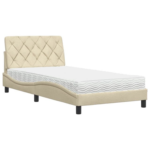 vidaXL Bett Bett mit Matratze Creme 100x200 cm Stoff günstig online kaufen